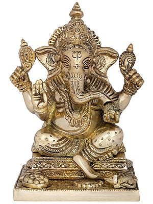8" Temple Ganesha In Brass | Handmade | Made In India