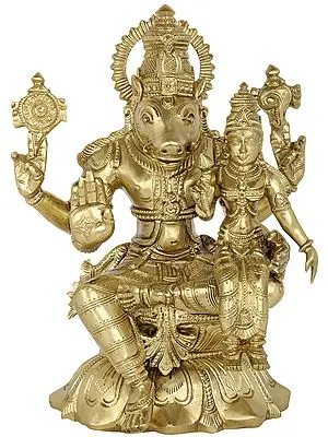9" Bhagawan Varaha with Bhudevi (Hoysala Art) | Handmade |