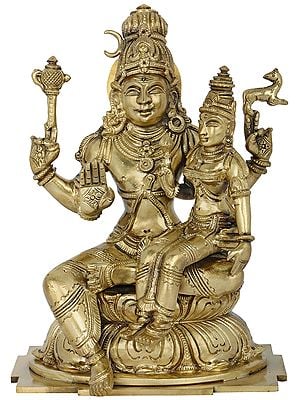8" Bhagawan Shiva with Devi Parvati (Hoysala Art) | Handmade | Made In South India