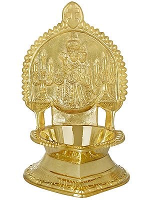 7" Mother Mary with Baby Jesus Oil Lamp In Brass | Handmade | Made In India