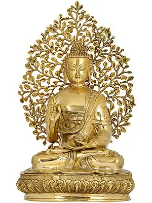 20" Superfine Gautam Buddha Preaching Under Bodhi Tree | Brass | Handmade | Made In India