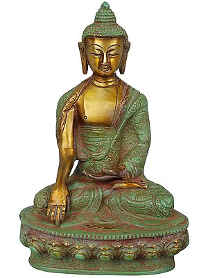 8" Meditating Bhumisparsha Buddha In Brass | Handmade | Made In India