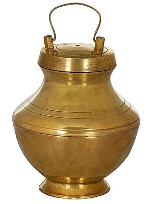 5" Small Authentic Kamandalu With a Lid In Brass | Handmade | Made In India