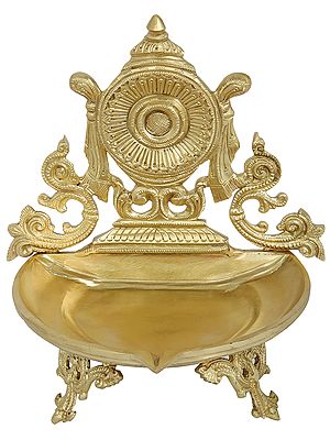 Vaishnava Chakra Wick Lamp (Hoysala Art) | Handmade |