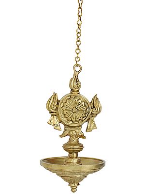 Vaishnava Chakra Hanging Puja Lamp (Hoysala Art)