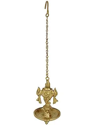 Vaishnava Conch Hanging Wick Lamp (Hoysala Art)