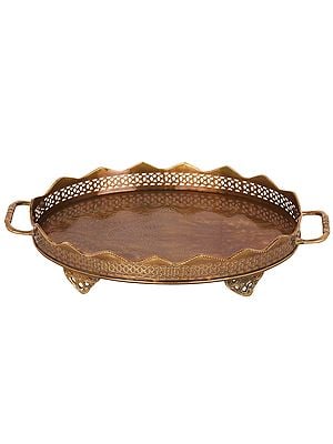 Floral Traditional Brass Tray