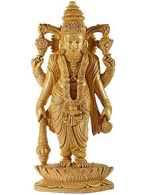 Chaturbhuja Vishnu Standing on a Boat Shaped Lotus