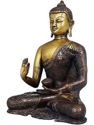 8" Tibetan Buddhist Shakyamuni Buddha In Brass | Handmade | Made In India