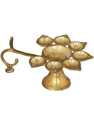9" Seven Wicks Aarti in Brass | Handmade | Made in India