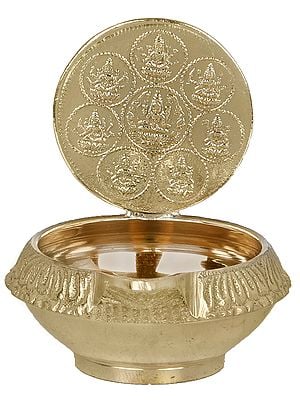 Small Ashtalakshmi Diya (Lamp) In Brass | Handmade | Made In India