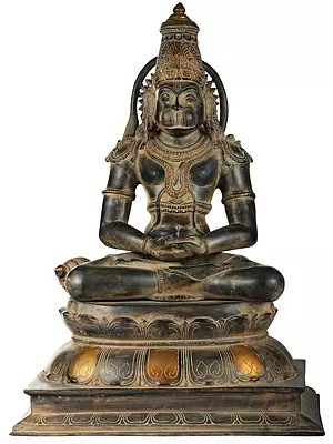 13" Lord Hanuman in Meditation In Brass | Handmade | Made In India