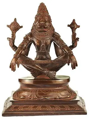 10" Lord Narasimha in Yoga Mudra In Brass | Handmade | Made In India
