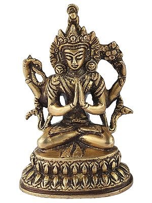 2" Four Armed Chenrezig Small Idol in Brass | Handmade | Made in India