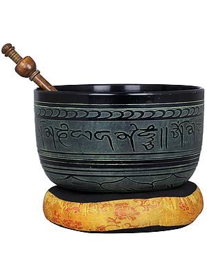 9" Five Dhyani Buddhas Singing Bowl - Tibetan Buddhist In Brass | Handmade | Made In India