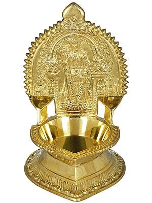 5" Brass Large Murugan Lamp from South India | Handmade