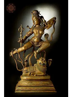 31" Large Superfine Dancing Ardhanarishvara | Madhuchista Vidhana (Lost-Wax) | Panchaloha Bronze from Swamimalai | Made In India