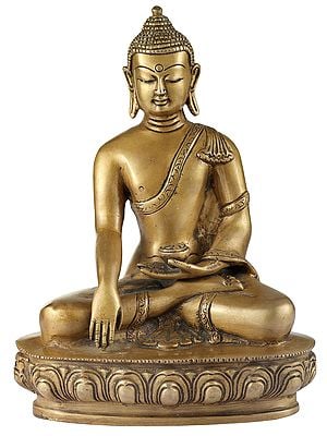 6" Bhumisparsha Lord Buddha (Tibetan Buddhist) In Brass | Handmade | Made In India