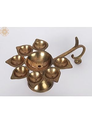 Small 6" Seven Wicks Aarti In Brass | Handmade | Made In India