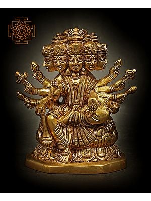 4" Panchmukhi Lord Vishnu In Brass | Handmade | Made In India