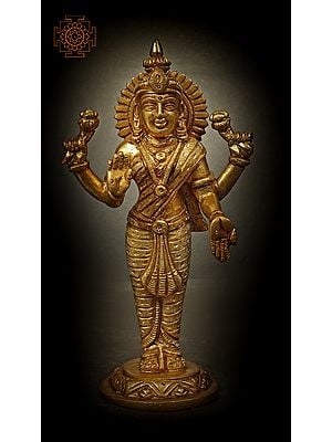 4" Standing Goddess Lakshmi In Brass | Handmade | Made In India