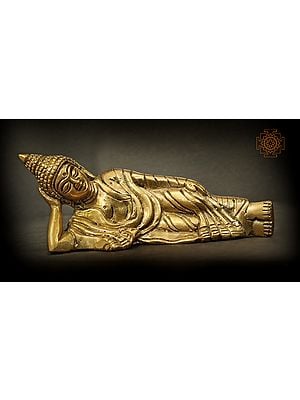 6" Mahaparinirvana Buddha In Brass | Handmade | Made In India