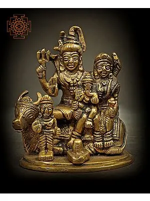 3" Small Shiva Parivar with Nandi and Shiva Linga In Brass | Handmade | Made In India