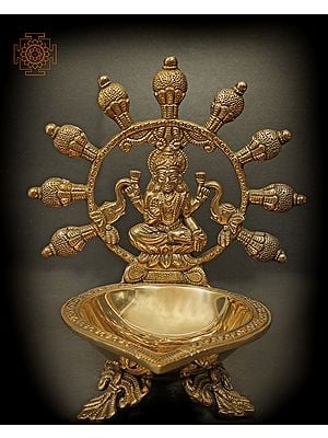 8" Goddess Gajalakshmi Big Diya in Brass | Handmade | Made In India