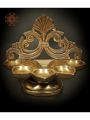 4" Five Wick Diya in Brass | Handmade | Made in India