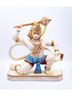 10" The Inimitable Stance Of The Warrior In White Marble | Handmade