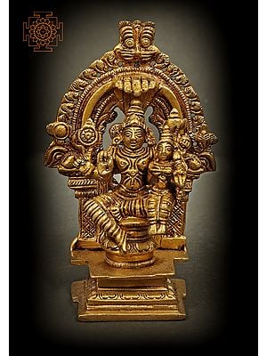 5" Lord Vishnu with Lakshmi - Small Size In Brass | Handmade | Made In India