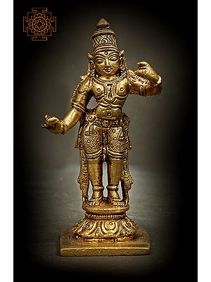 4" Small Size Lord Rama In Brass | Handmade | Made In India