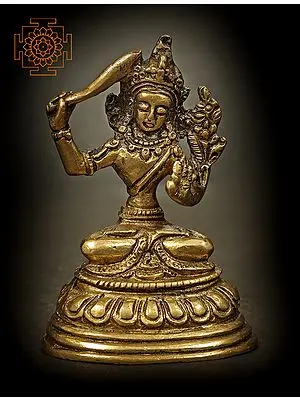Small 3" Tibetan Buddhist - Manjushri In Brass | Handmade | Made In India