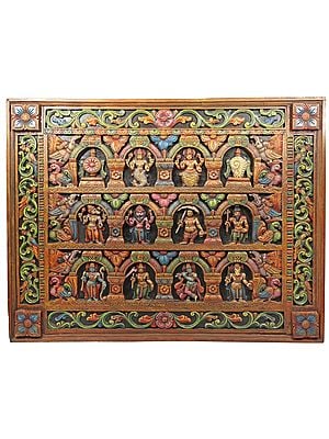 Dashavatara Panel With Mythical Flora And Fauna