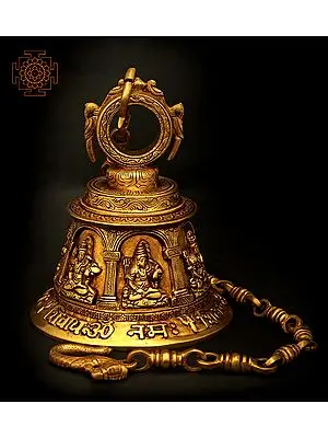 8" Lord Shiva Temple Bell (Big) In Brass | Handmade | Made In India