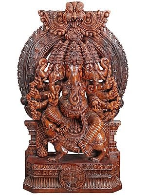 Large Superfine Panchamukhi Ganesha Seated on a Mouse