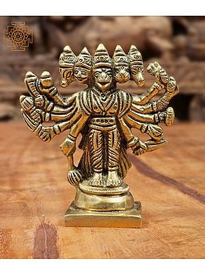 3" Small Panchamukhi Hanuman In Brass | Handmade | Made In India