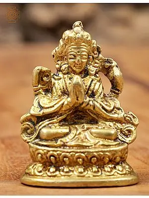 1" Tibetan Buddhist Chenrezig (Small Size) In Brass | Handmade | Made In India