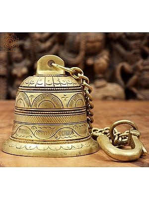 3" Carved Ceiling Bell in Brass | Handmade | Made in India