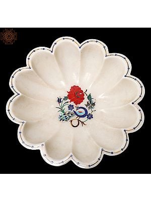 Designer Flower Bowl With Colorful Inlay Work