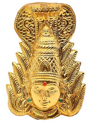 12" Goddess Mariamman Wall Hanging Mask (Durga of South India) In Brass | Handmade | Made In India