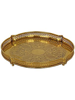 Stylized Oval Tray Highlighted in Floral Beauty