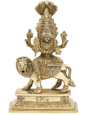 7" Fierce Goddess Pratyangira | Incarnation Of Chandni / Durga | Handmade | Brass Statue | Made In India