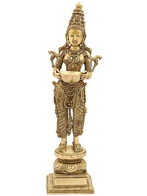 24" Deep Lakshmi In Brass | Handmade | Made In India