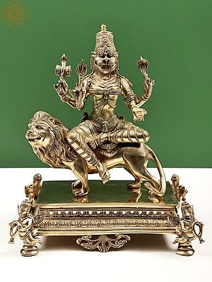 14" Superfine Statue of Pratyangira Devi | Incarnation of Goddess Chandni/Durga | Brass Statue | Made in India | Handmade
