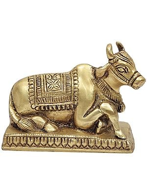 4" Brass Auspicious Nandi Statue (Lord Shiva’s Vahan) | Handmade