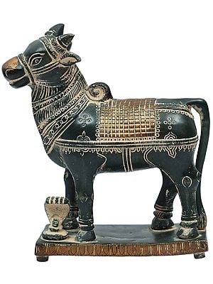 5" Standing Auspicious Nandi In Brass | Handmade | Made In India
