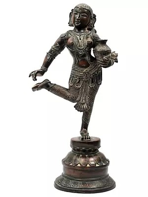 16" In Pain The Apsara Pauses | Handmade Brass Sculpture