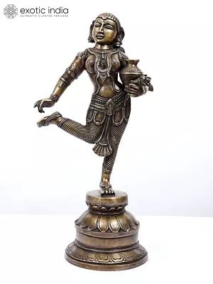 16" In Pain The Apsara Pauses In Brass | Handmade | Made In India