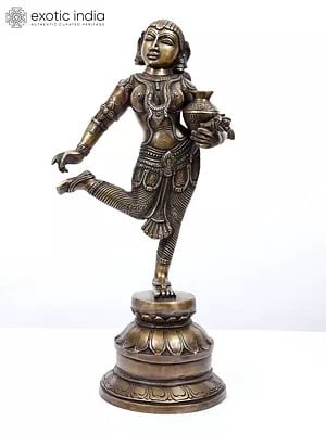 16" In Pain The Apsara Pauses | Handmade Brass Sculpture